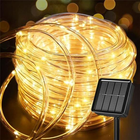 solar rope lights outdoor waterproof 39ft warm white led string garden patio dec - Picture 7 of 7